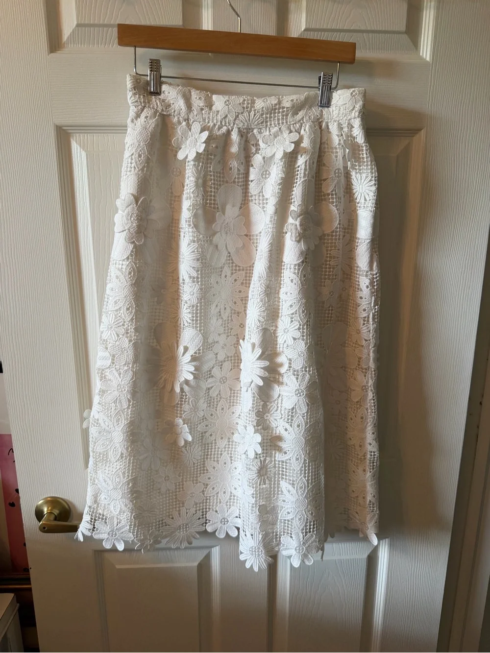 kate spade White Floral Lace Midi Skirt